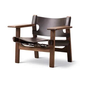 Der Spanische Stuhl - Leder dunkelbraun-geölt Nussbaum - Fredericia Furniture