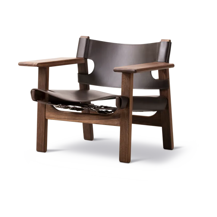 Der Spanische Stuhl - Leder dunkelbraun-geölt Nussbaum - Fredericia Furniture