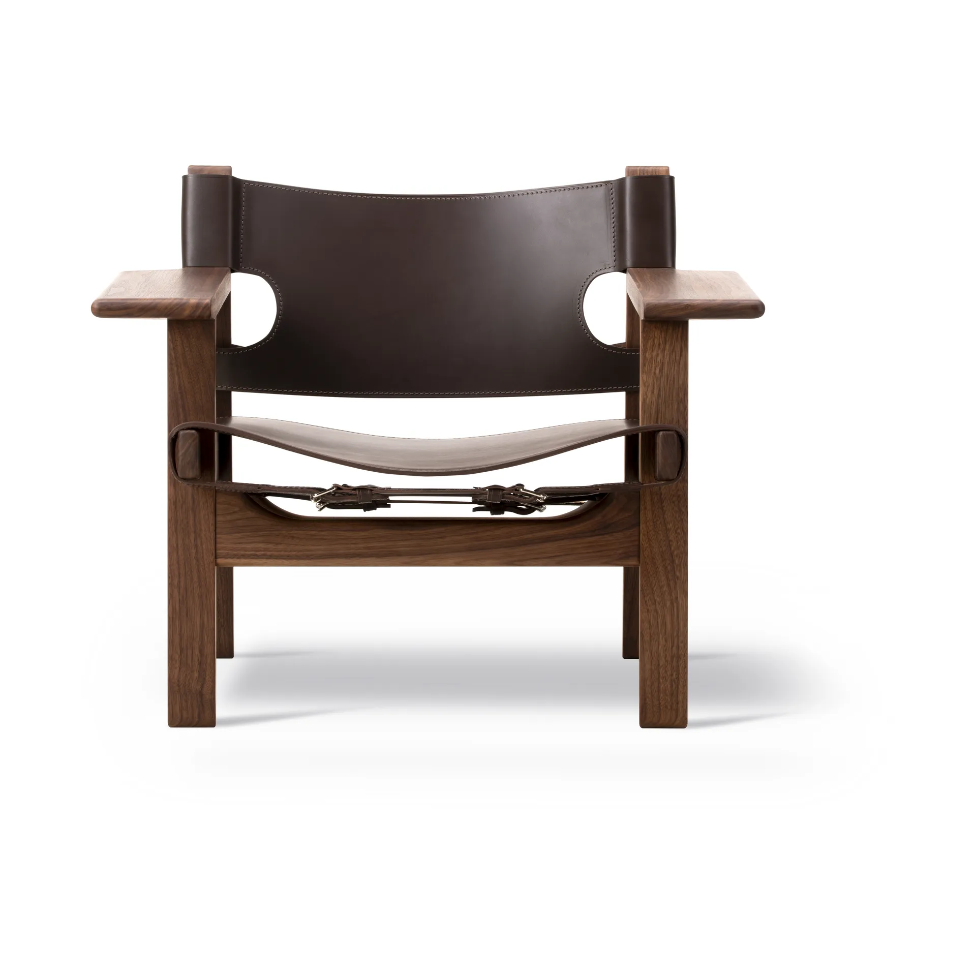 Der Spanische Stuhl, Leder dunkelbraun-geölt Nussbaum Fredericia Furniture