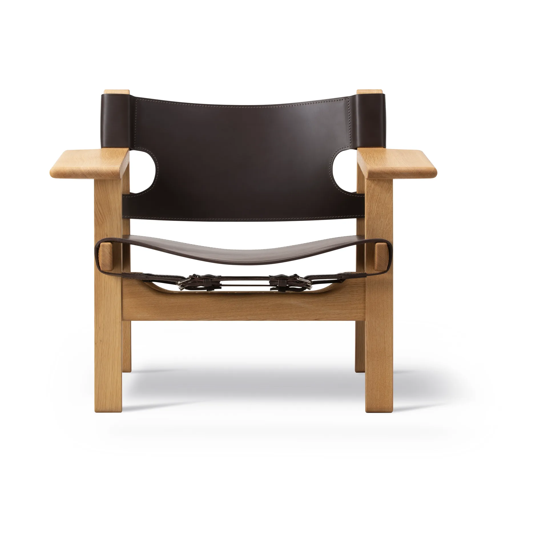 Der Spanische Stuhl, Leder dunkelbraun-geölte Eiche Fredericia Furniture