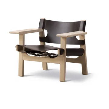 Der Spanische Stuhl - Leder dunkelbraun-geseifte Eiche - Fredericia Furniture