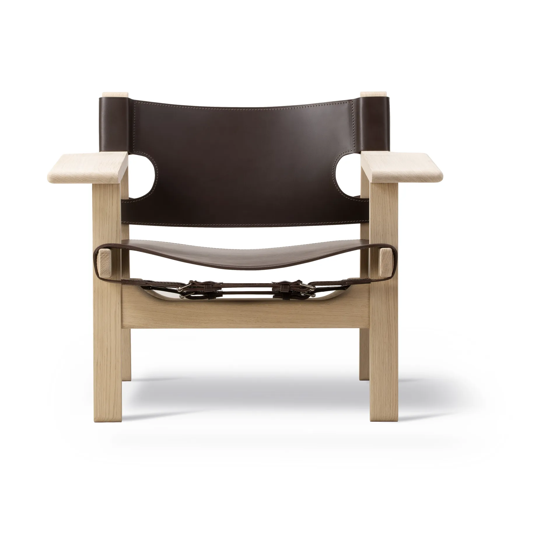 Der Spanische Stuhl, Leder dunkelbraun-geseifte Eiche Fredericia Furniture