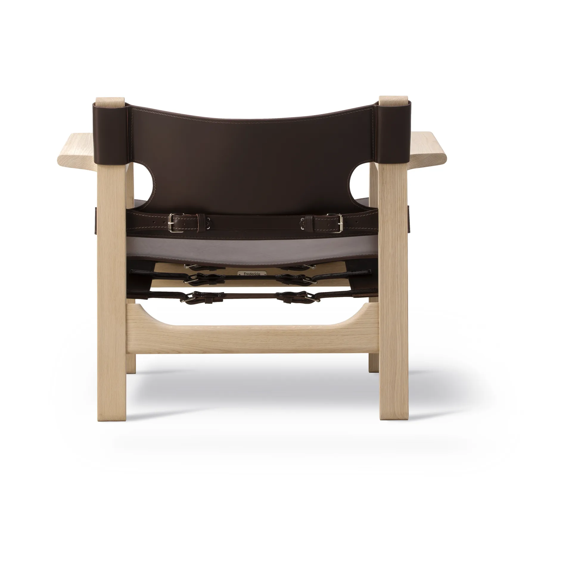 Der Spanische Stuhl, Leder dunkelbraun-geseifte Eiche Fredericia Furniture