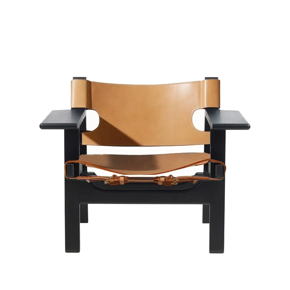 Der Spanische Stuhl, Leder natur-schwarz lackierte Eiche Fredericia Furniture