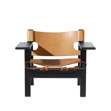 Der Spanische Stuhl - Leder natur-schwarz lackierte Eiche - Fredericia Furniture
