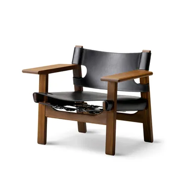 Der Spanische Stuhl - Leder schwarz-geräucherte Eiche - Fredericia Furniture