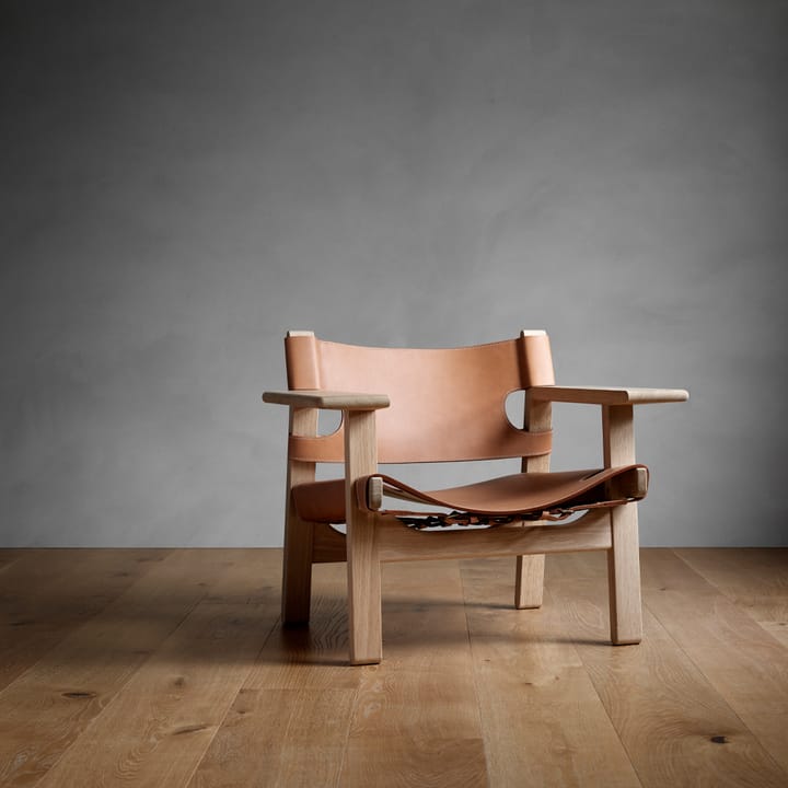 Der Spanische Stuhl Sessel, Leder cognac-geölte Eiche Fredericia Furniture