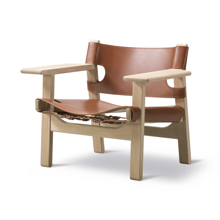 Der Spanische Stuhl Sessel, Leder cognac-hell geölte Eiche Fredericia Furniture