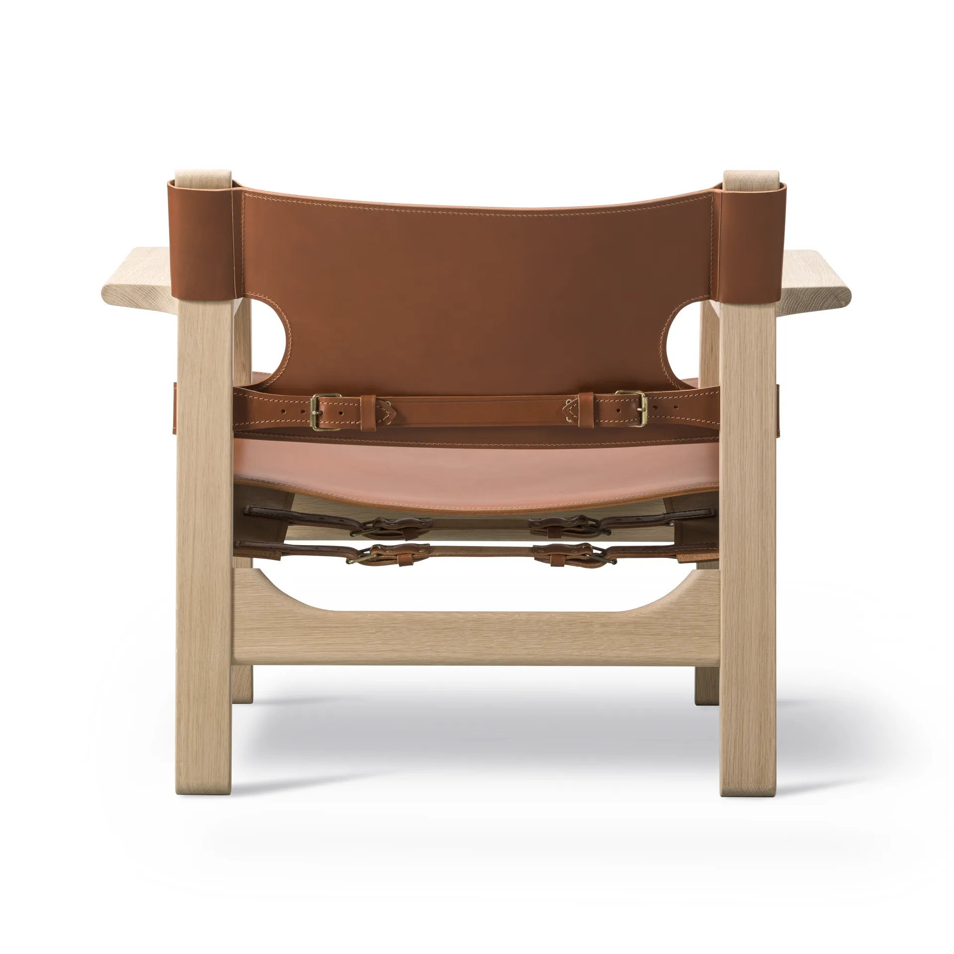Der Spanische Stuhl Sessel, Leder cognac-hell geölte Eiche Fredericia Furniture