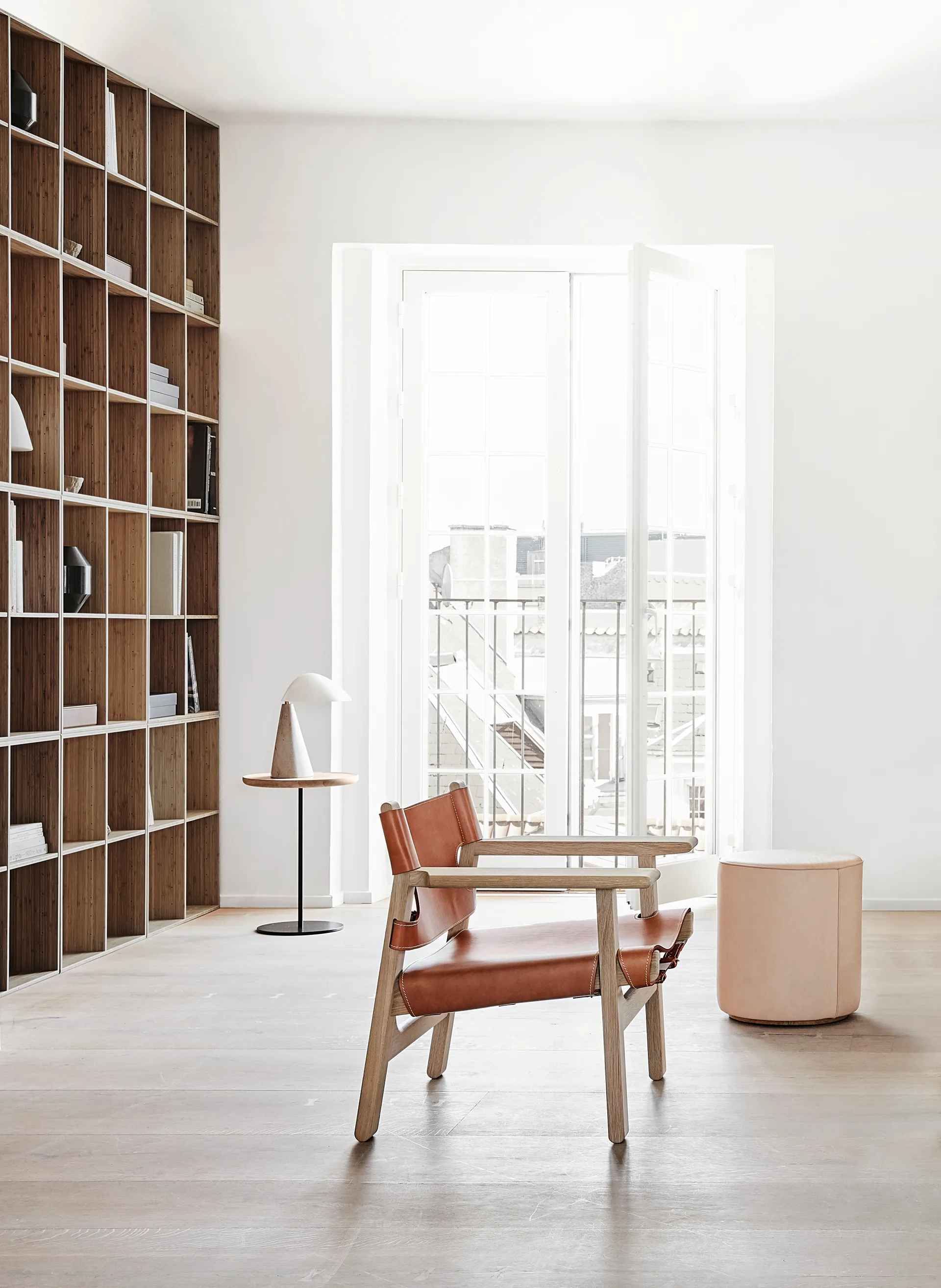 Der Spanische Stuhl Sessel, Leder cognac-hell geölte Eiche Fredericia Furniture