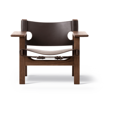 Der Spanische Stuhl Sessel - Leder dunkelbraun-geölt Nussbaum - Fredericia Furniture