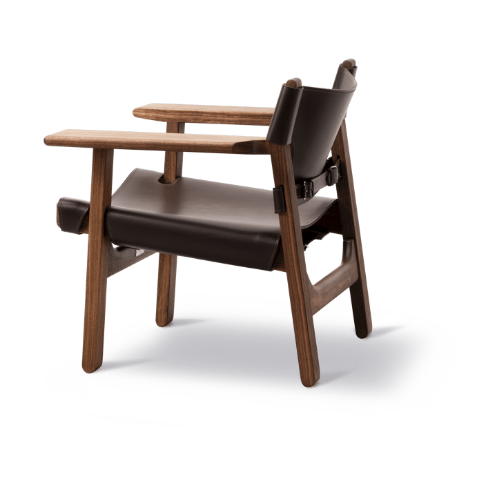 Der Spanische Stuhl Sessel, Leder dunkelbraun-geölt Nussbaum Fredericia Furniture