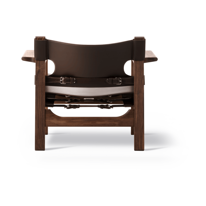 Der Spanische Stuhl Sessel, Leder dunkelbraun-geölt Nussbaum Fredericia Furniture