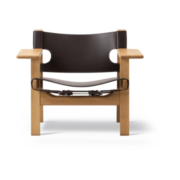 Der Spanische Stuhl Sessel - Leder dunkelbraun-geölte Eiche - Fredericia Furniture
