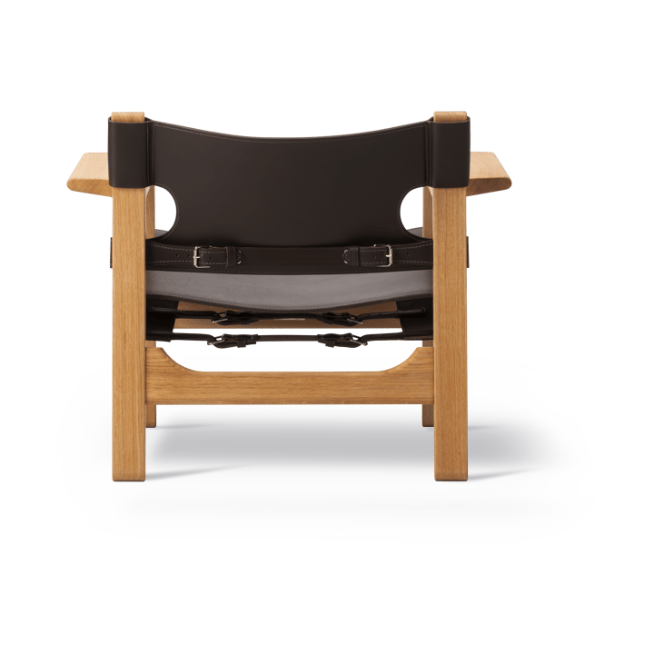 Der Spanische Stuhl Sessel, Leder dunkelbraun-geölte Eiche Fredericia Furniture