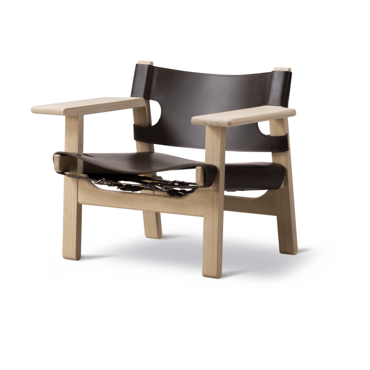 Der Spanische Stuhl Sessel - Leder dunkelbraun-geölte Eiche - Fredericia Furniture
