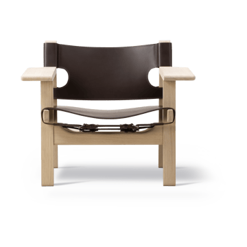 Der Spanische Stuhl Sessel - Leder dunkelbraun-geölte Eiche - Fredericia Furniture