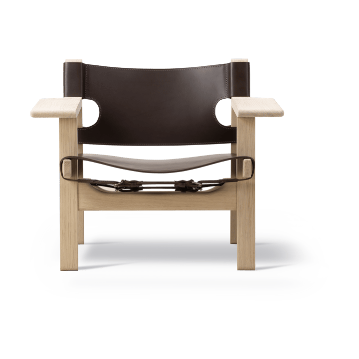 Der Spanische Stuhl Sessel, Leder dunkelbraun-geölte Eiche Fredericia Furniture