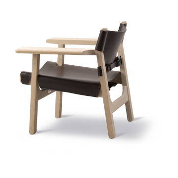 Der Spanische Stuhl Sessel - Leder dunkelbraun-geölte Eiche - Fredericia Furniture