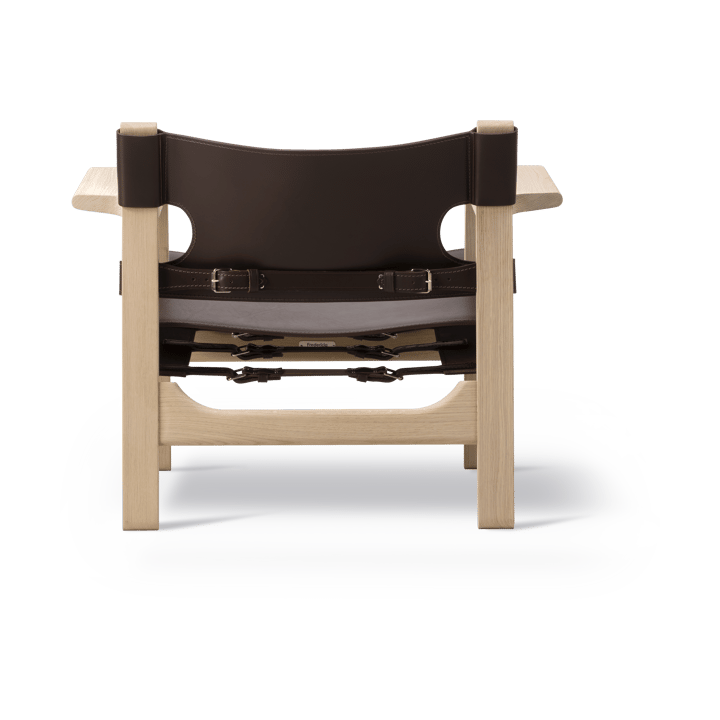 Der Spanische Stuhl Sessel, Leder dunkelbraun-geölte Eiche Fredericia Furniture
