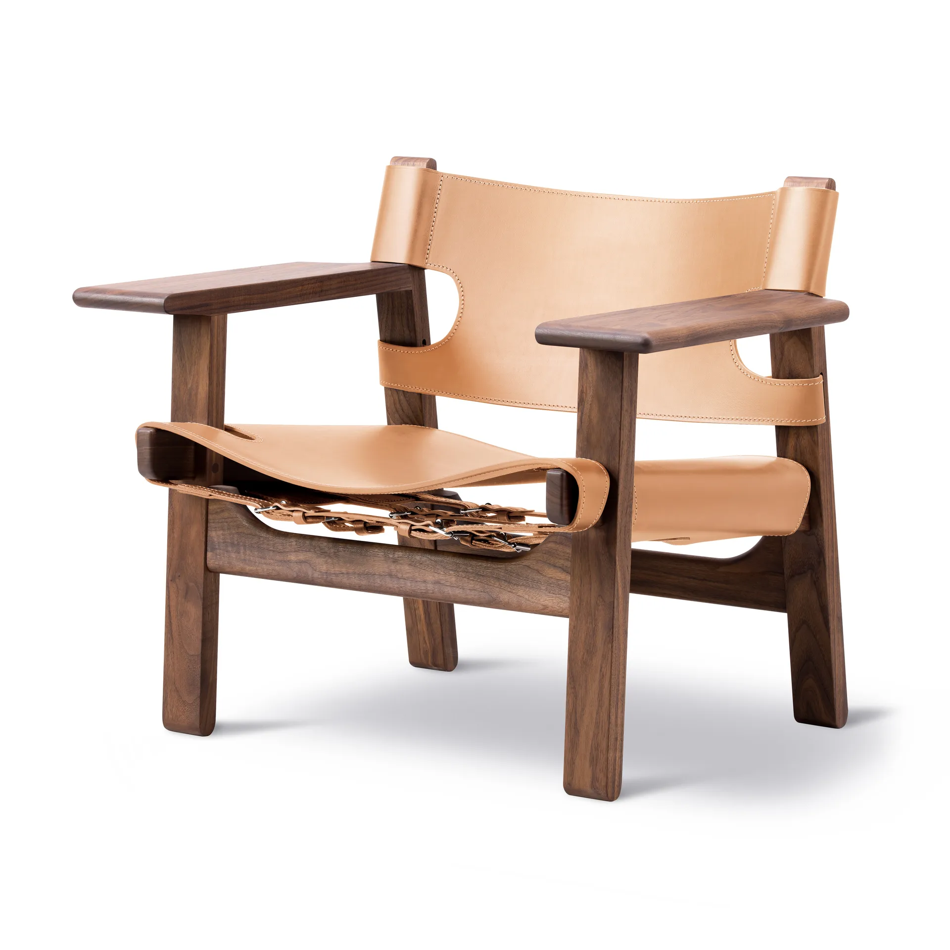 Der Spanische Stuhl Sessel, Leder natur-geölt Walnuss Fredericia Furniture