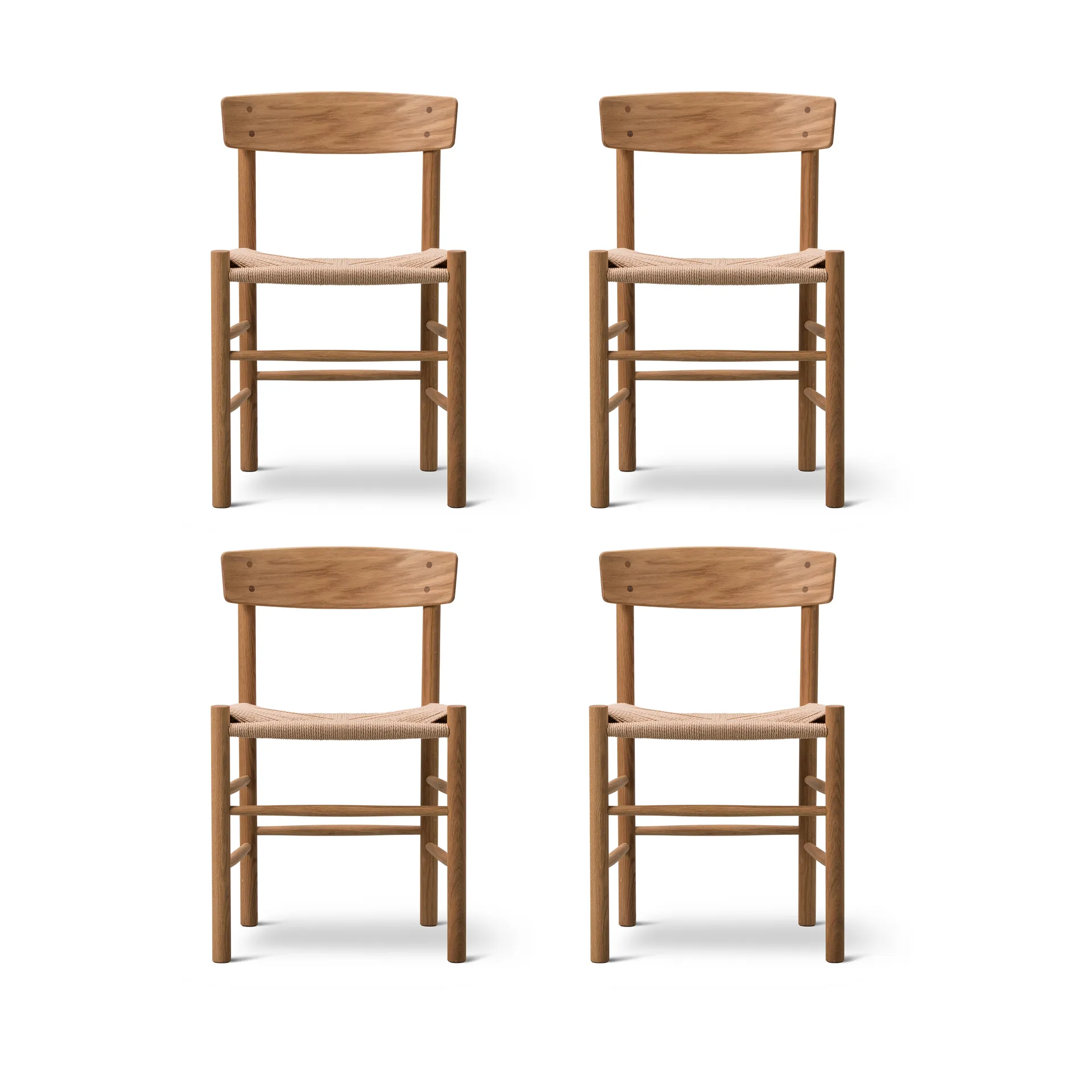 J39 Stuhl, Geölte Eiche–geflochten natur, 4er Pack,  Fredericia Furniture