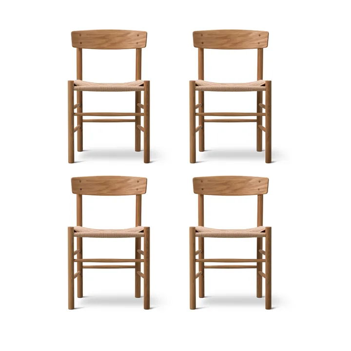 J39 Stuhl, Geölte Eiche–geflochten natur, 4er Pack - Fredericia Furniture