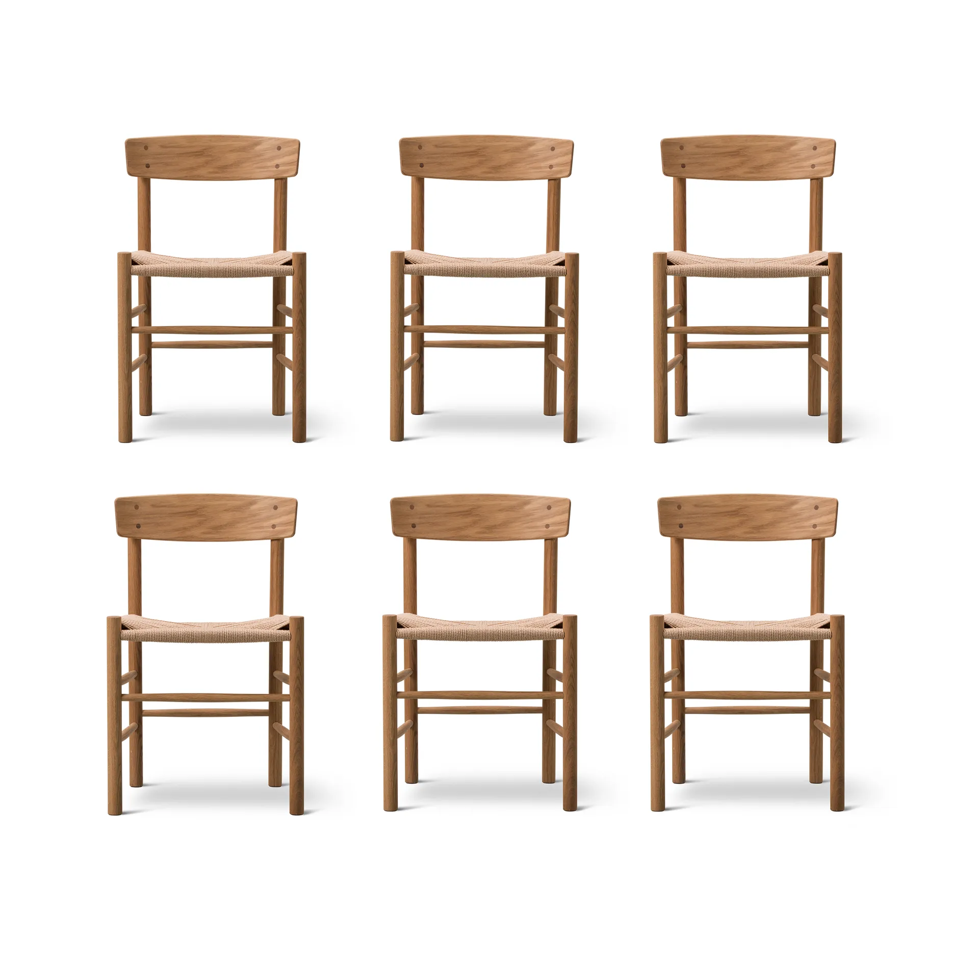J39 Stuhl, Geölte Eiche–geflochten natur, 6er Pack,  Fredericia Furniture
