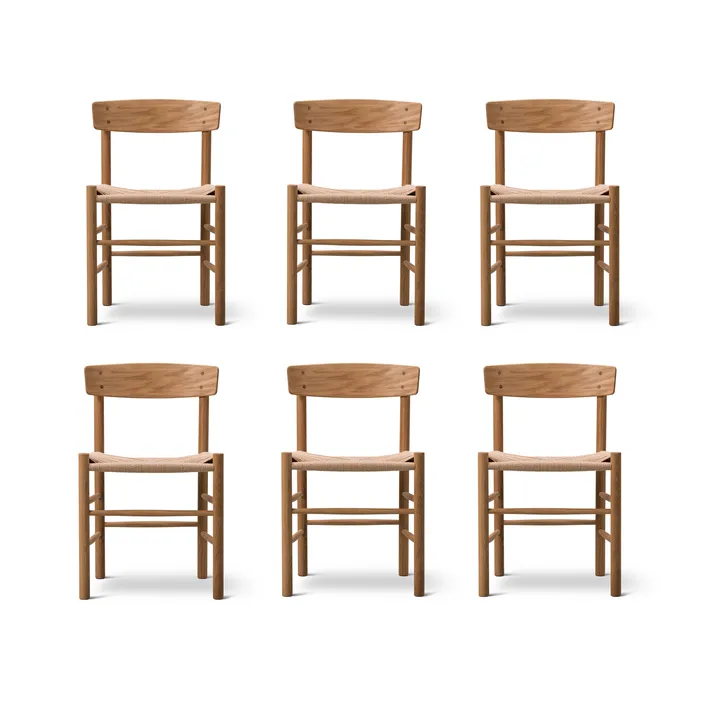 J39 Stuhl, Geölte Eiche–geflochten natur, 6er Pack - Fredericia Furniture