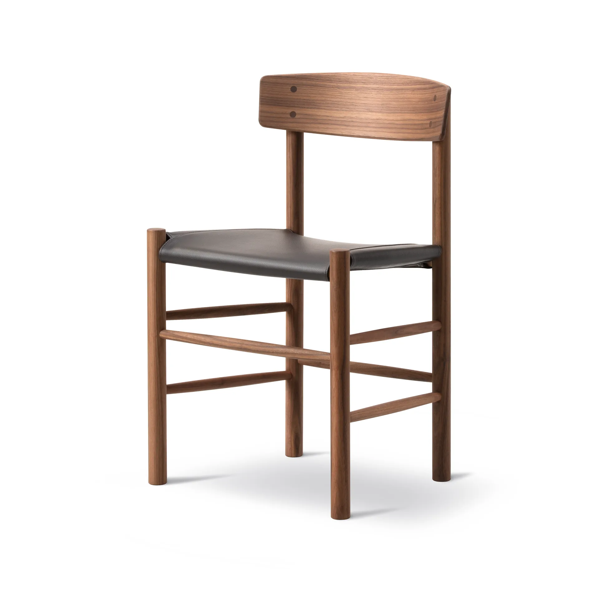 J39 Stuhl, Geöltes Walnuss-Leder Omni 377 dunkelbraun Fredericia Furniture