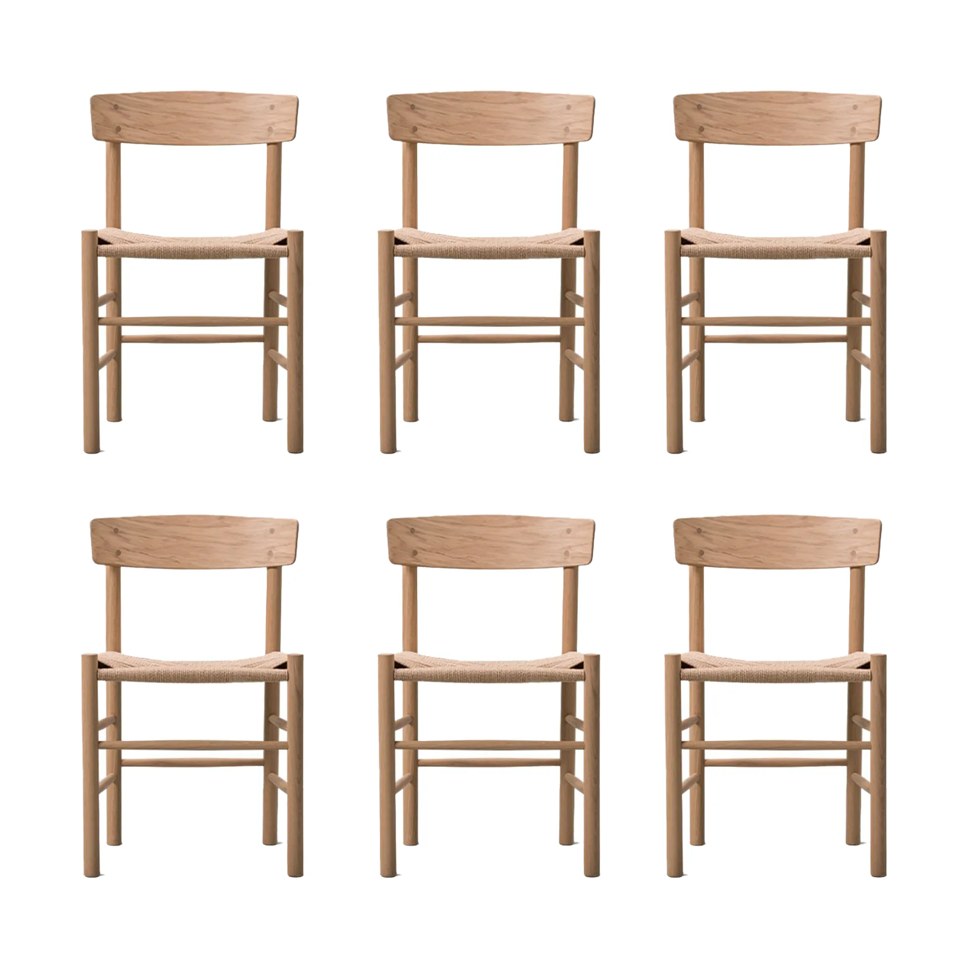 J39 Stuhl, Hell geölte Eiche-geflochten natur, 6er Pack,  Fredericia Furniture