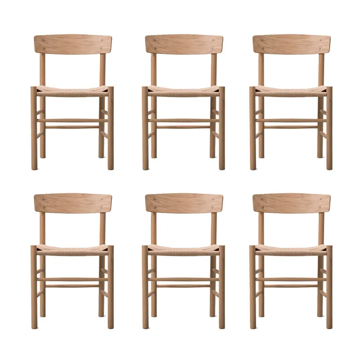 J39 Stuhl, Hell geölte Eiche-geflochten natur, 6er Pack - Fredericia Furniture