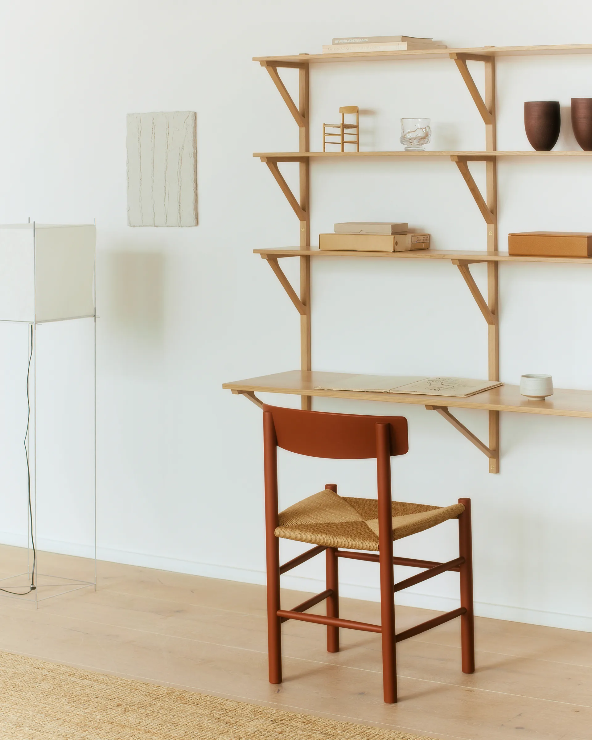 J39 Stuhl, Herritage red-geflecht natur Fredericia Furniture