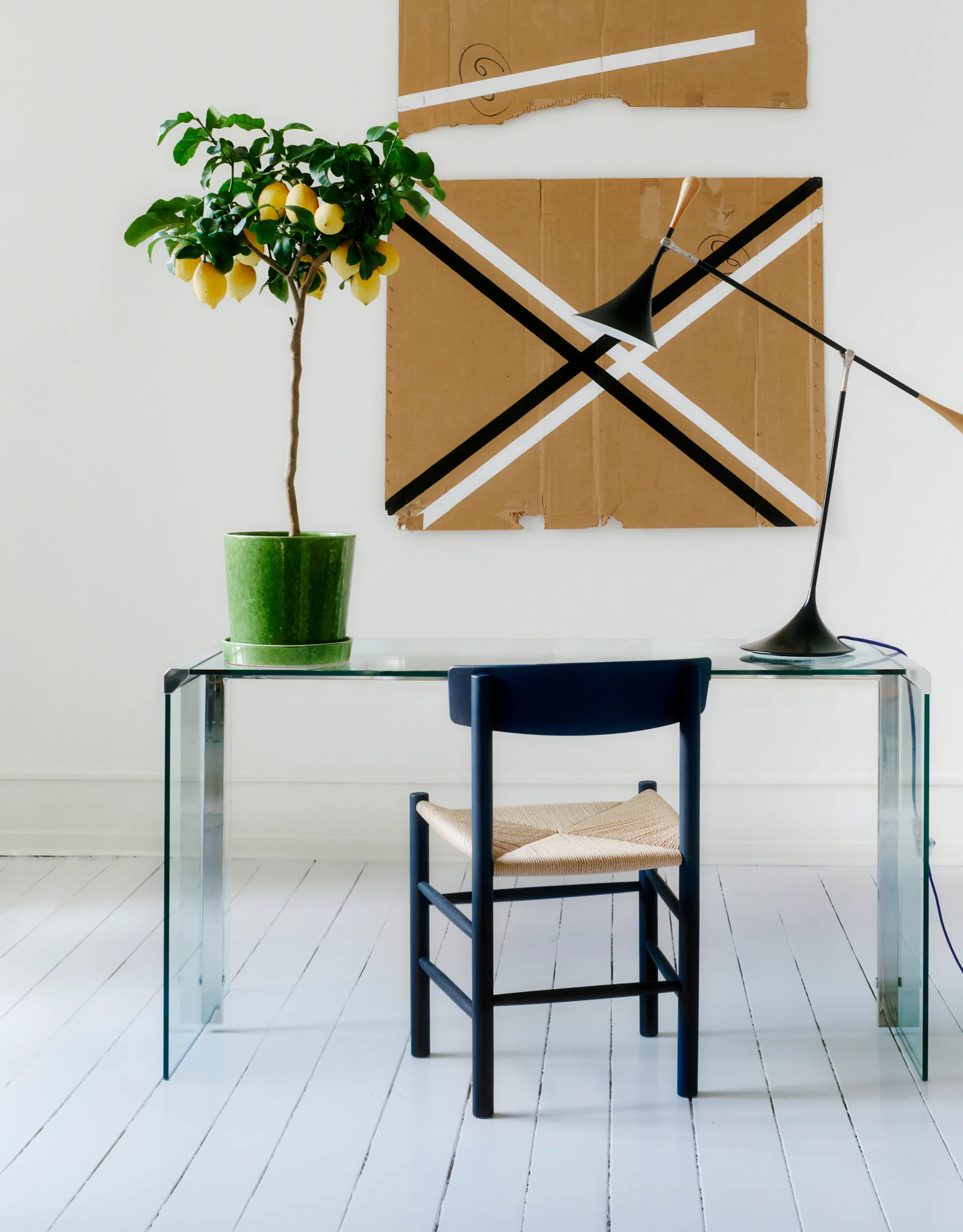 J39 Stuhl, Indigo blue-geflecht natur Fredericia Furniture