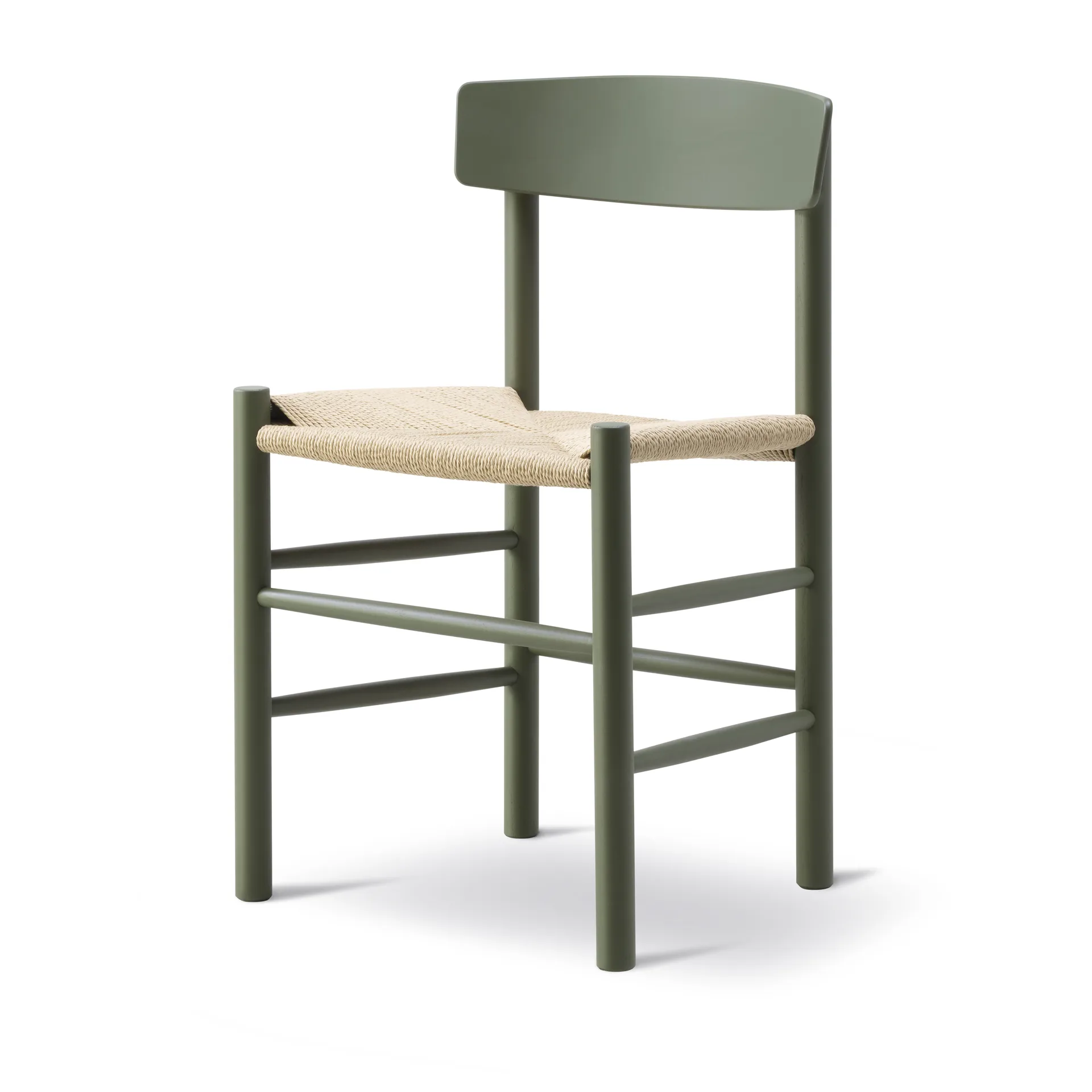 J39 Stuhl, Khaki green-geflecht natur Fredericia Furniture