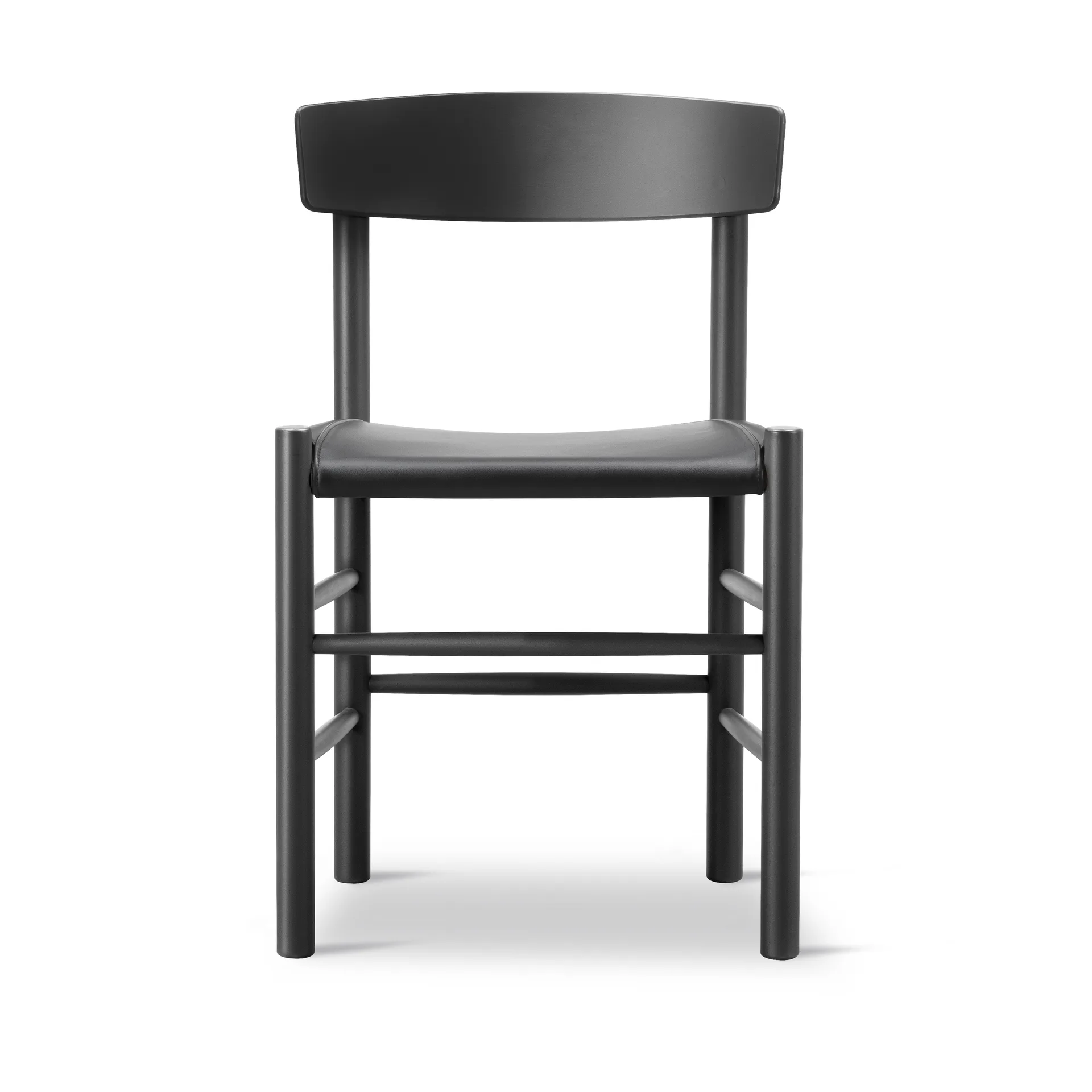 J39 Stuhl, Schwarz lackierte Buche-Leder Omni 301 schwarz Fredericia Furniture