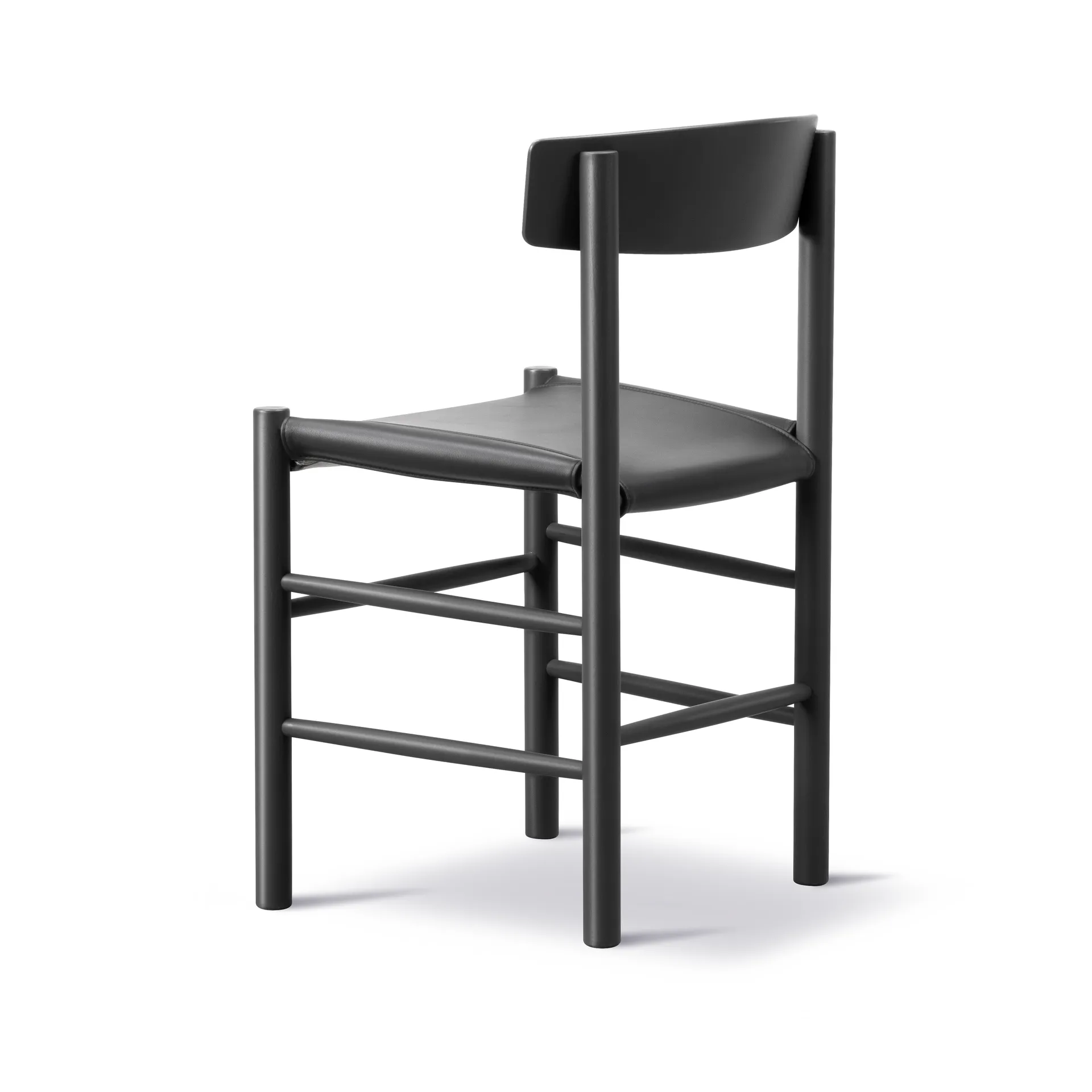 J39 Stuhl, Schwarz lackierte Buche-Leder Omni 301 schwarz Fredericia Furniture