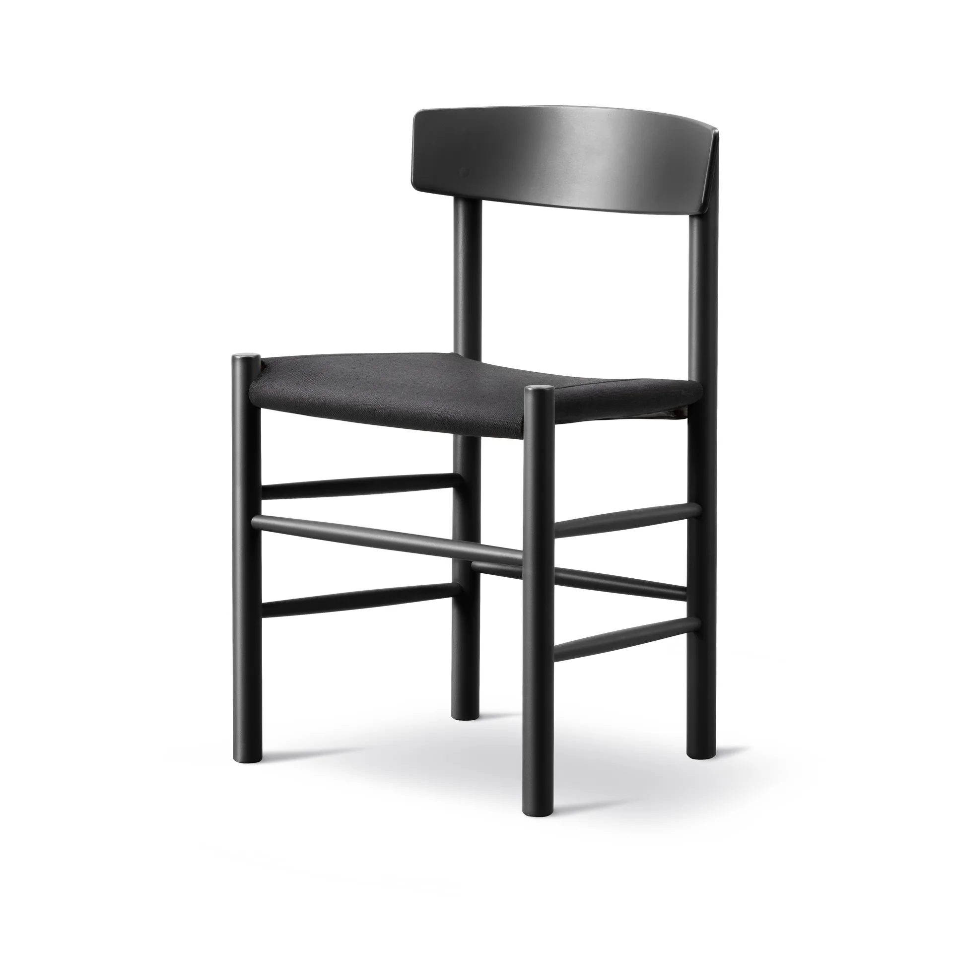 J39 Stuhl, Schwarz lackierte Buche-Schwarz Canvas Fredericia Furniture