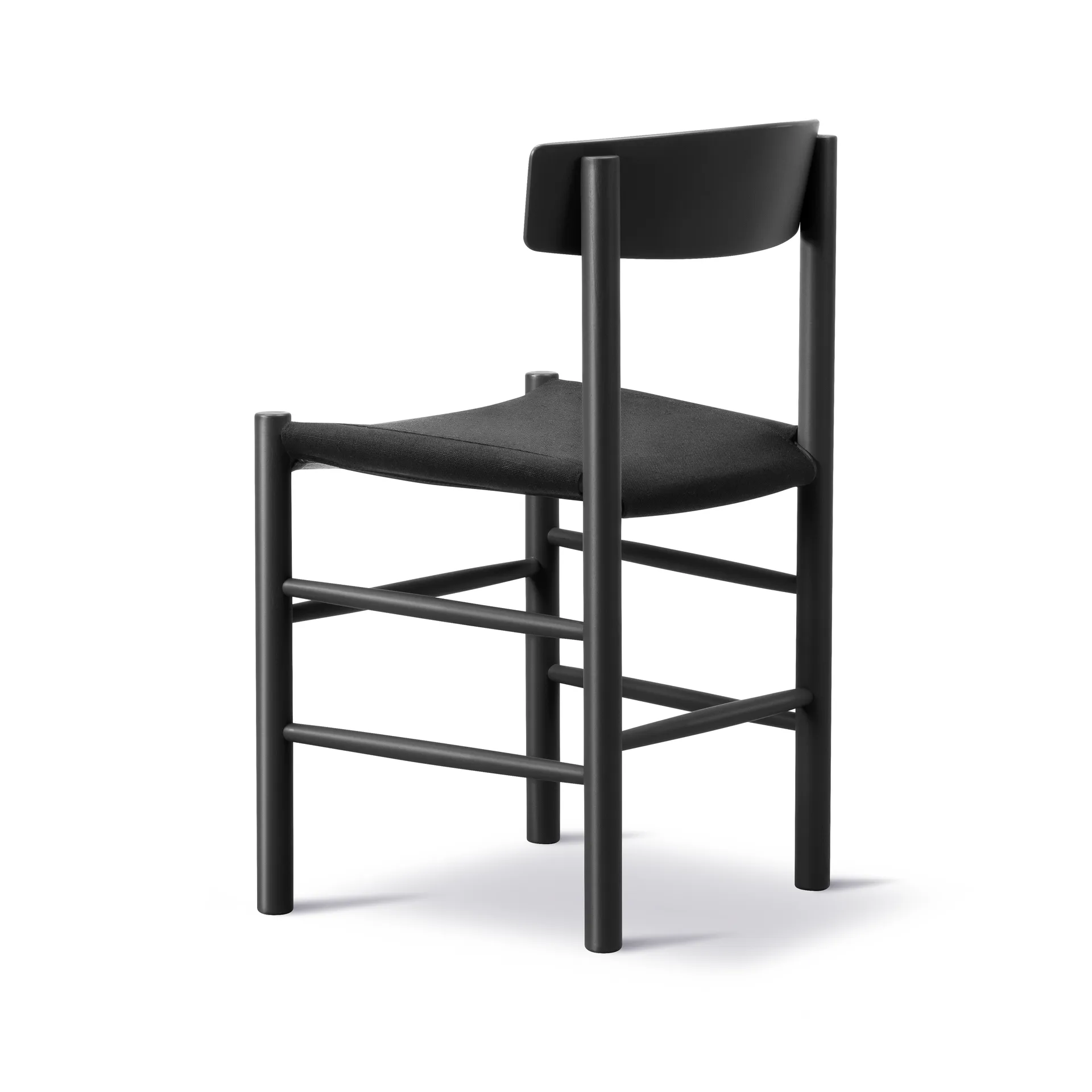 J39 Stuhl, Schwarz lackierte Buche-Schwarz Canvas Fredericia Furniture