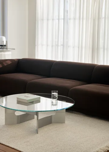 JG Couchtisch Ø98 cm - Glas-gebürstetes Aluminium - Fredericia Furniture