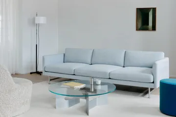 JG Couchtisch Ø98 cm - Glas-gebürstetes Aluminium - Fredericia Furniture