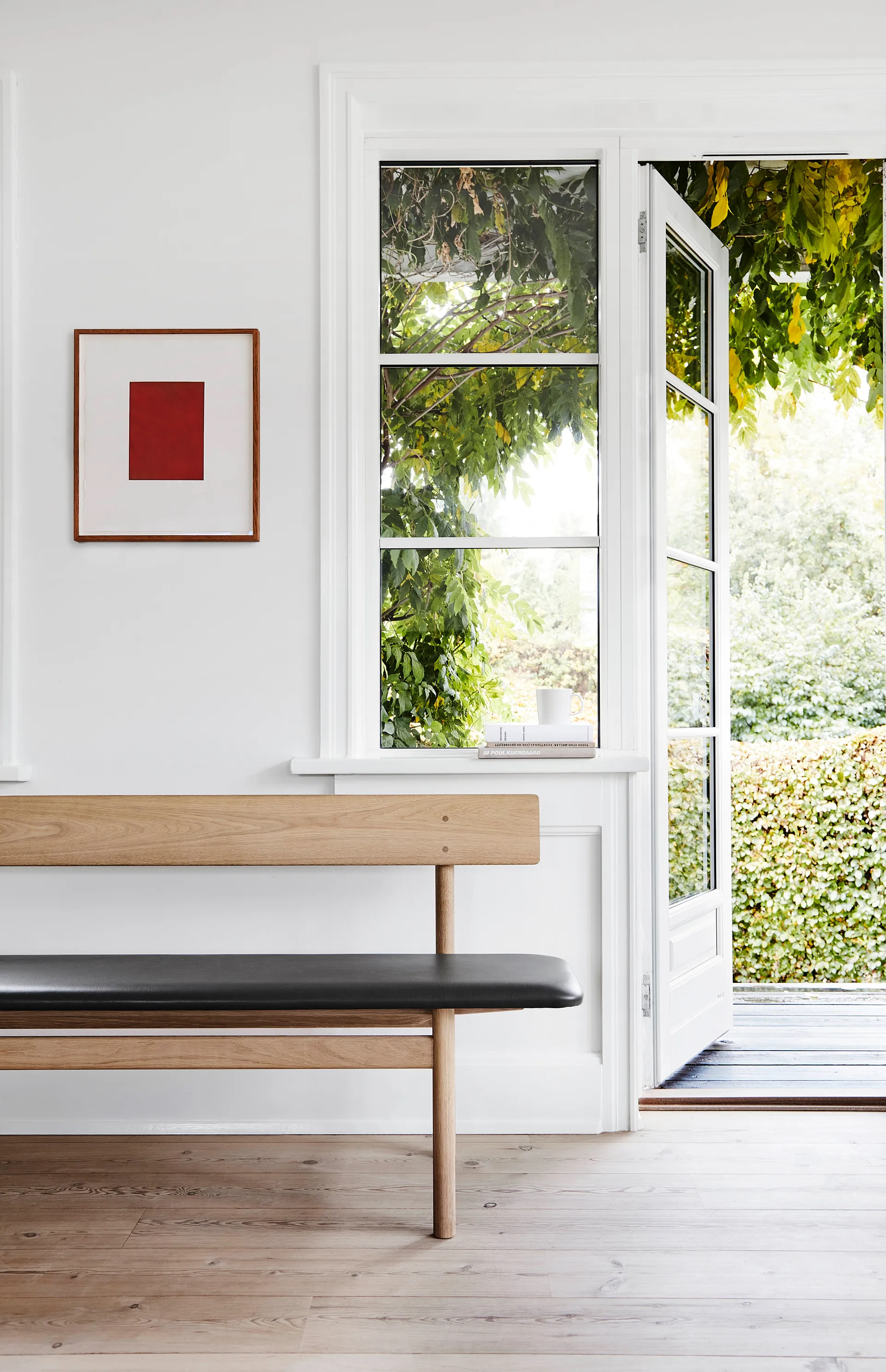 Mogensen 3171 Bank, Geölte Eiche-Leder omni 301 black Fredericia Furniture