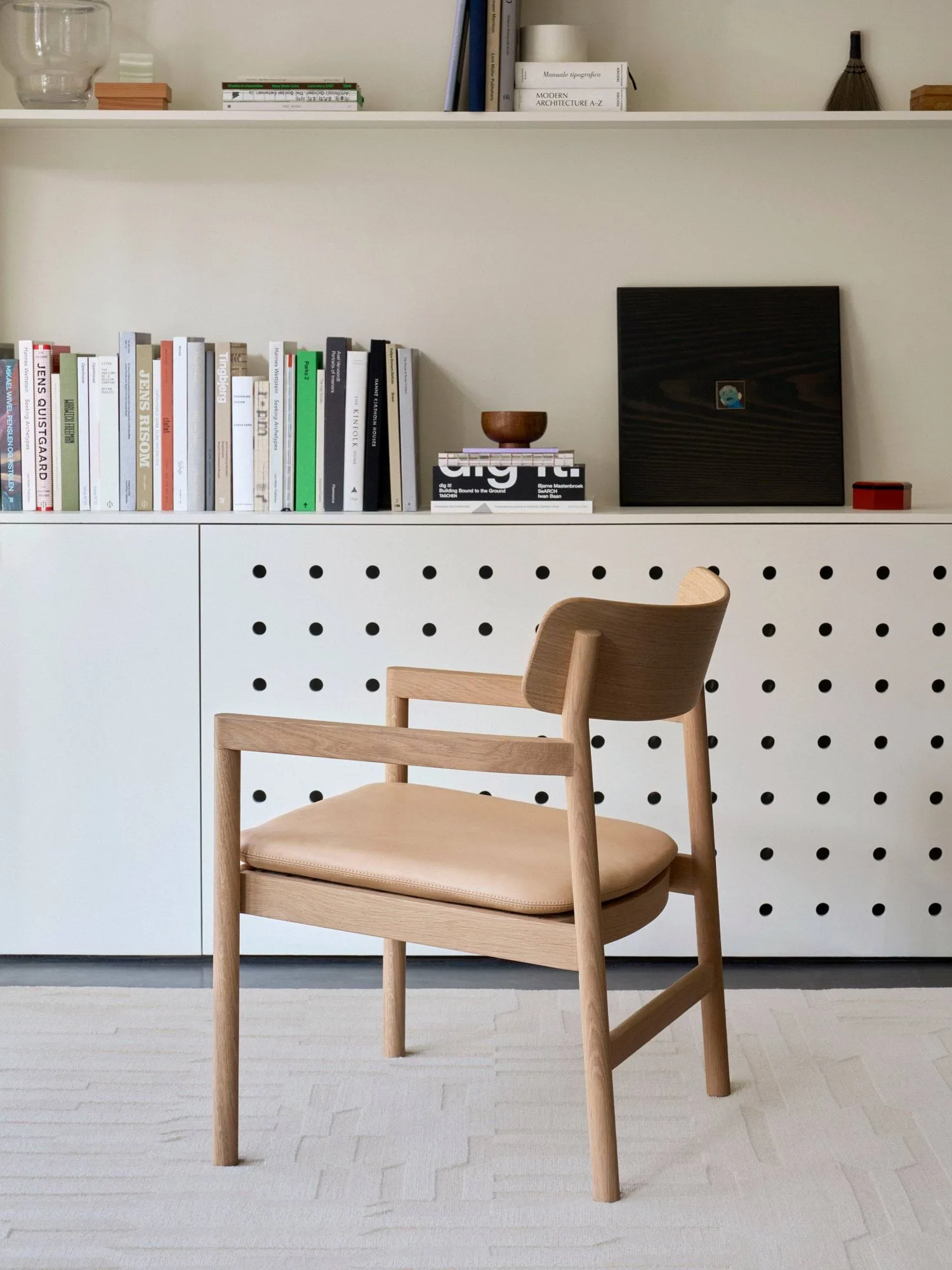 Post Loungesessel, Vegeta Leder-hellgeölte Eiche Fredericia Furniture