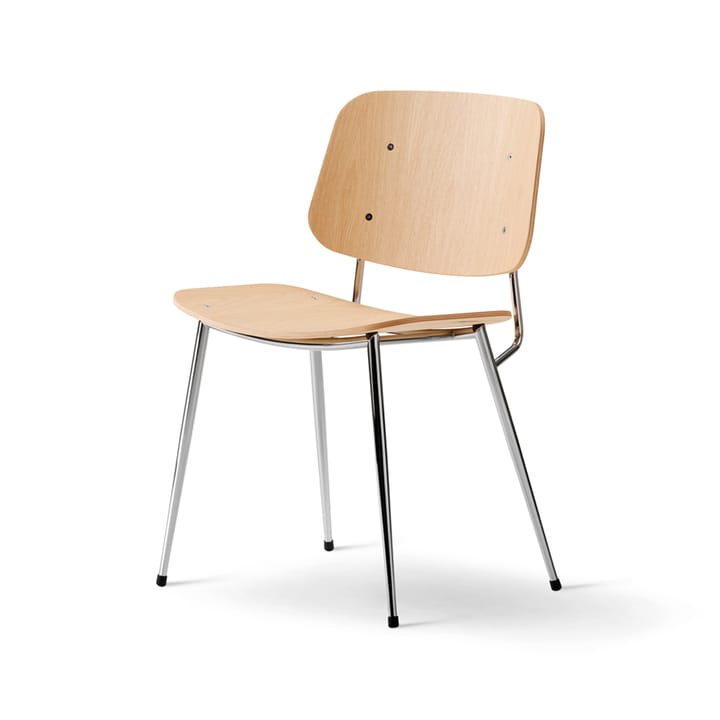 Søborg Metal Stuhl - Klarlackte Eichen-Kromstativ - Fredericia Furniture