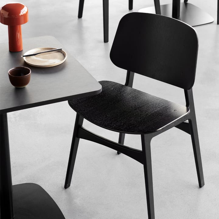 Søborg Wood Stuhl, Schwarzlackierte Eiche-Schwarzlackiertes Eichenstativ Fredericia Furniture