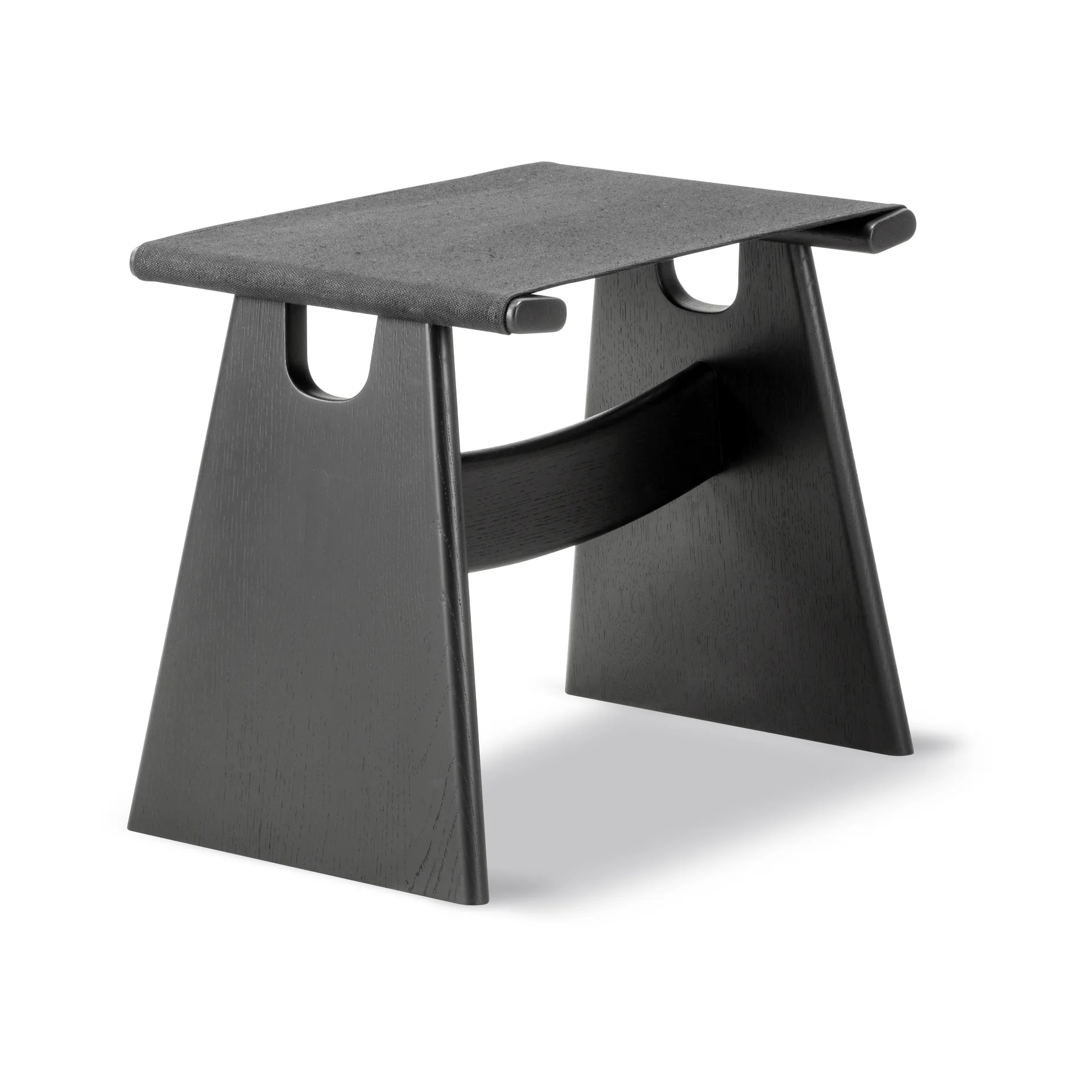 Seto Hocker, Schwarze Canvas-schwarzlackerte Eiche Fredericia Furniture