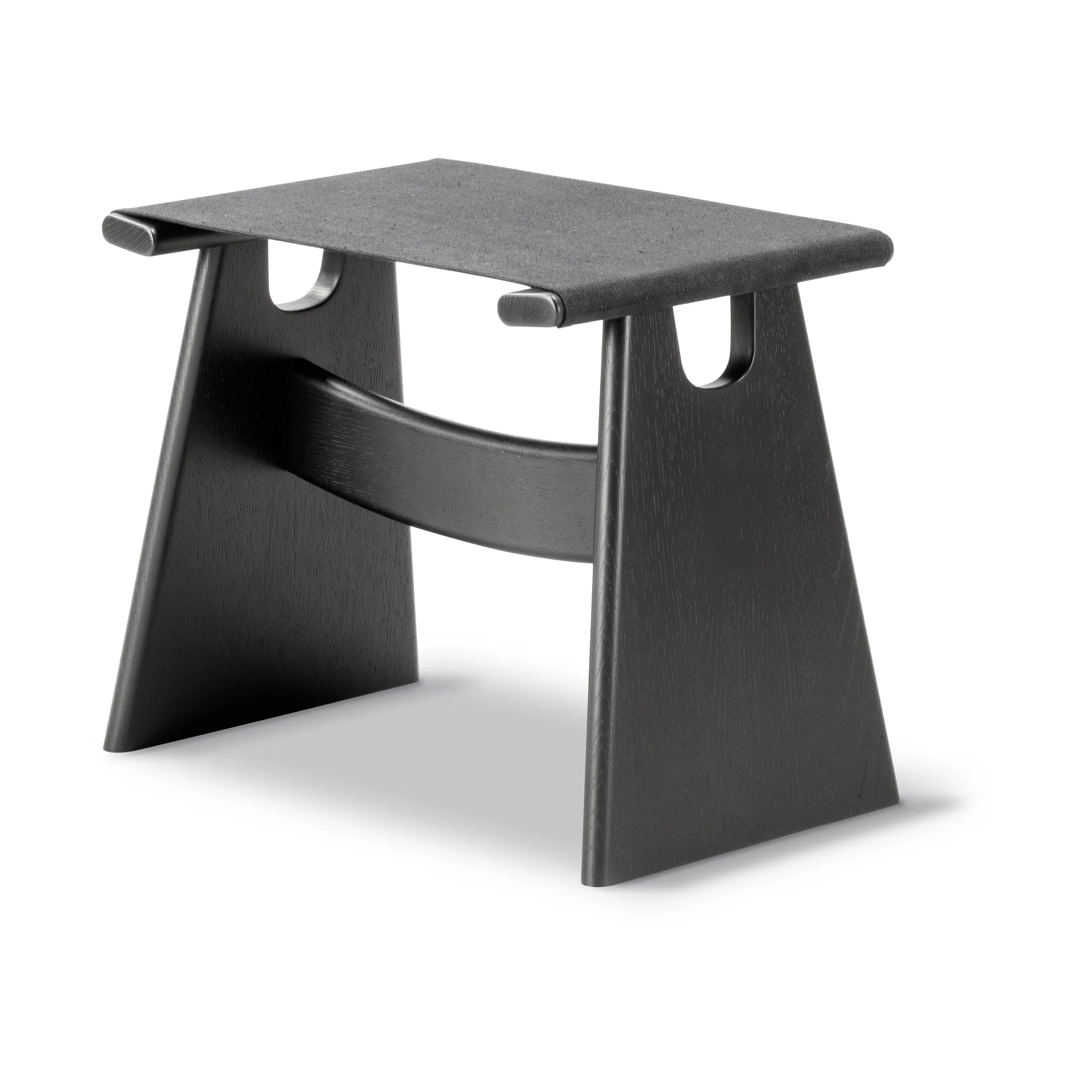 Seto Hocker, Schwarze Canvas-schwarzlackerte Eiche Fredericia Furniture