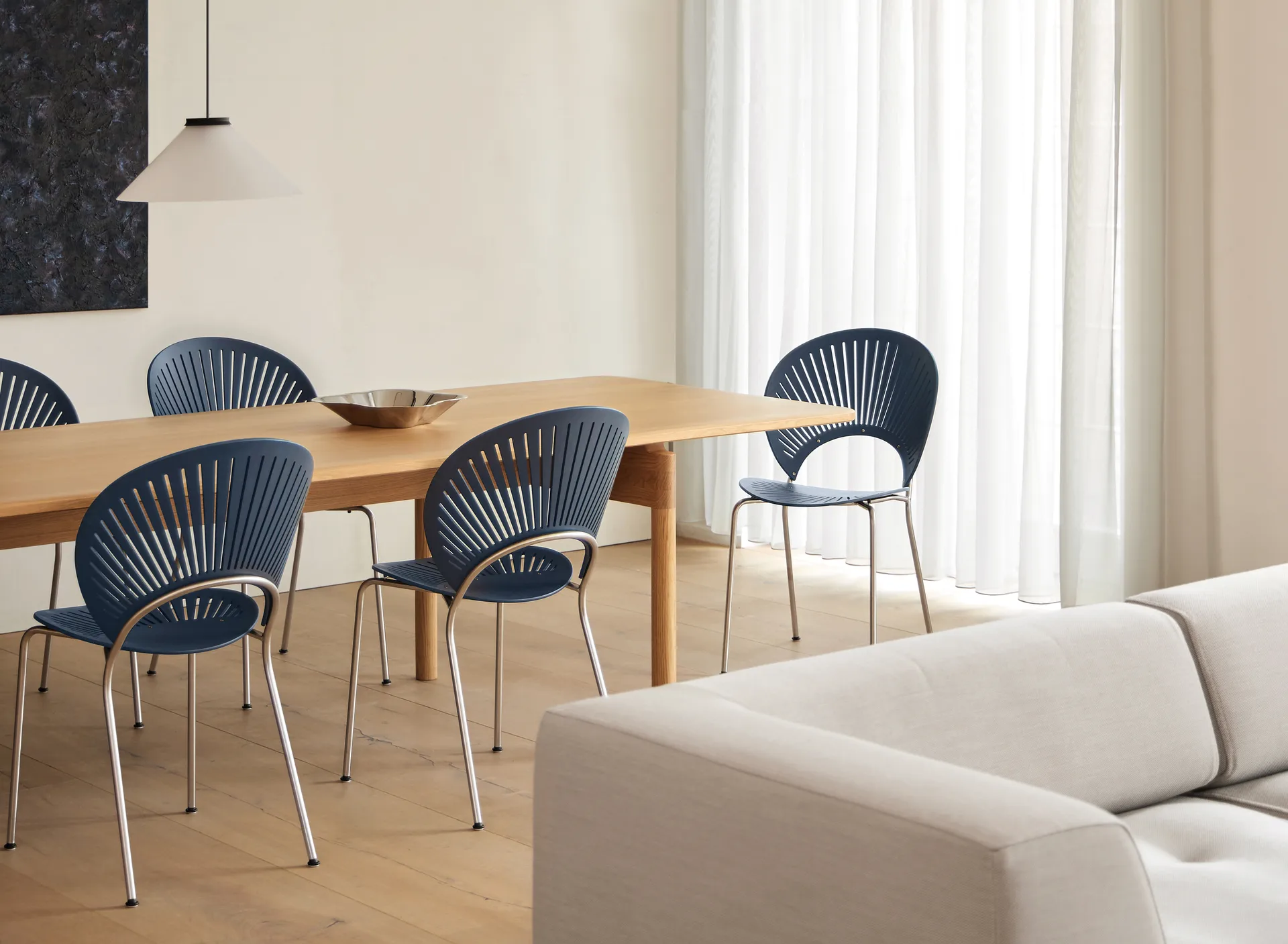 Trinidad 3398 Stuhl, Nordic blue-krom Fredericia Furniture