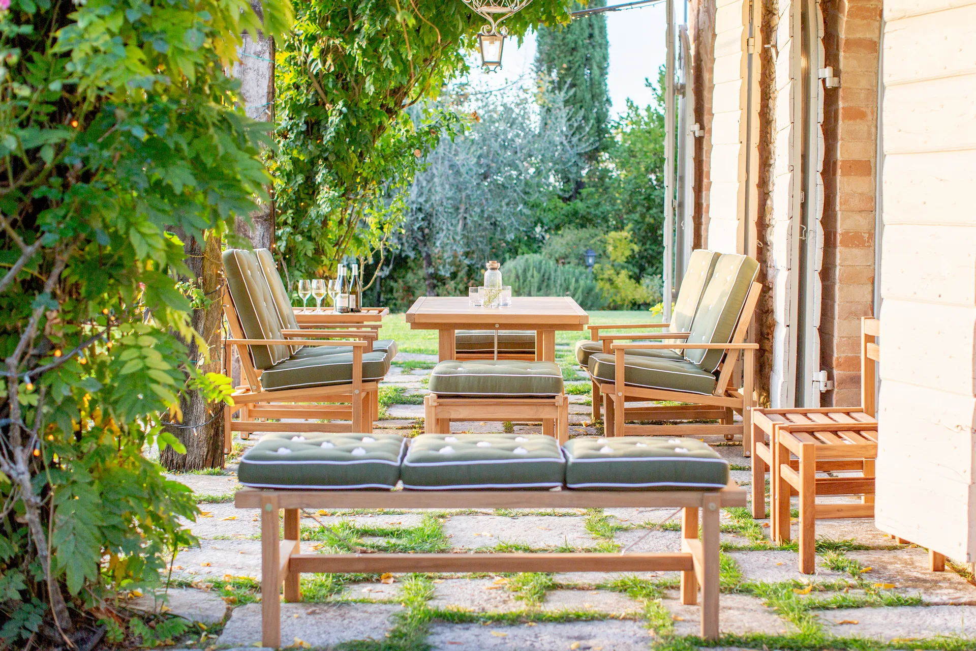 45 Bank, Teak, 135 cm Fri Form