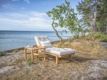 49 Rolltisch - Teak, 48x45 cm - Fri Form